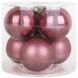 Kerstballen mix glas 6 stuks donkerroze