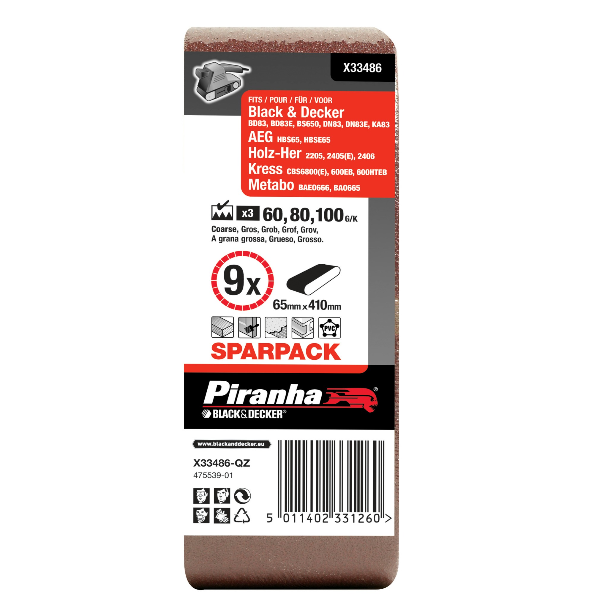 Piranha Schuurband 65X410 Mm 9 Stuks X33486 Qz piranha kopen in de aanbieding