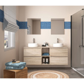 Allibert badmeubelset Gaya 150 cm Eik Hamilton met 2 porceleinen waskommen