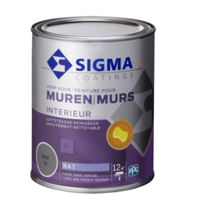 Sigma muurverf reinigbaar mat wit base zn 1 l
