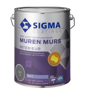 Sigma muurverf reinigbaar mat wit base zn 5 l