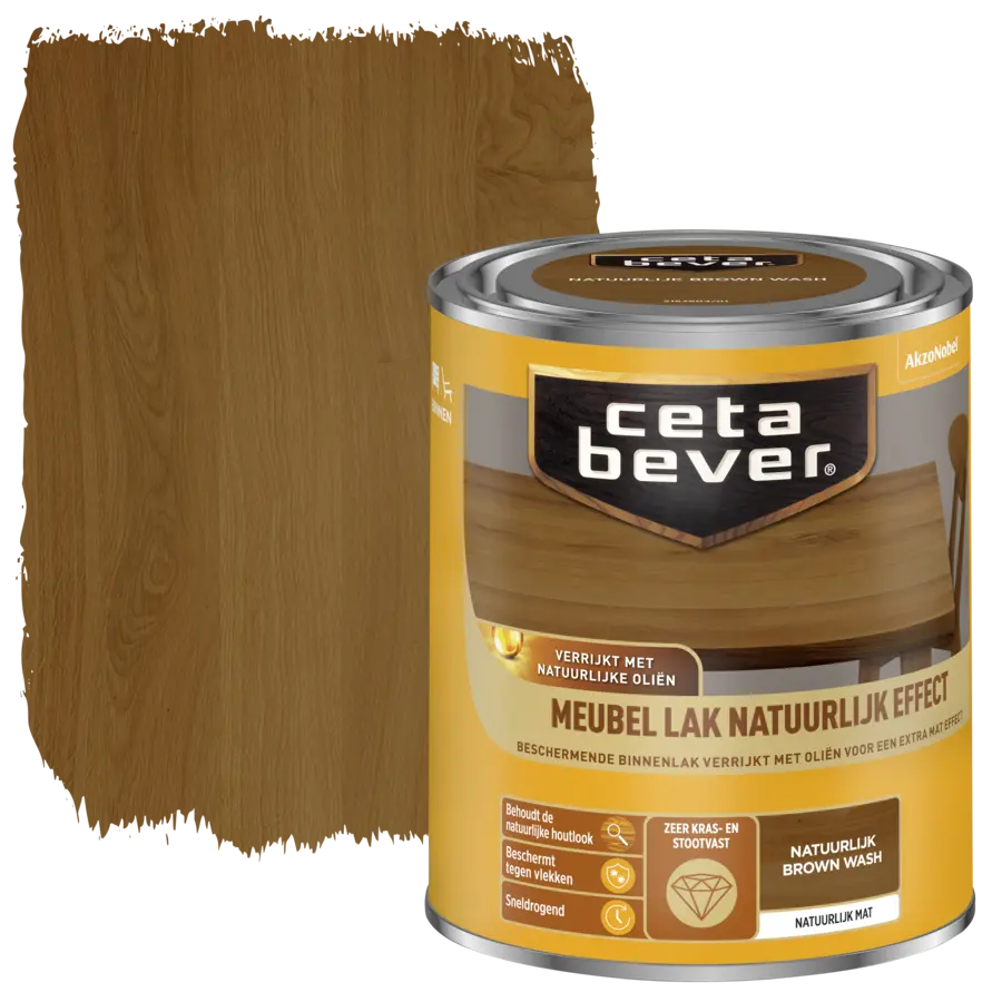 Cetabever meubellak natuurlijk effect brown wash 750 ml