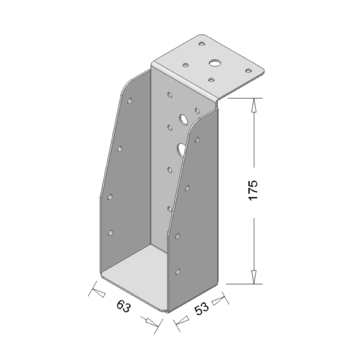 Balkdrager met Lange Lip Verzinkt 63x175 mm