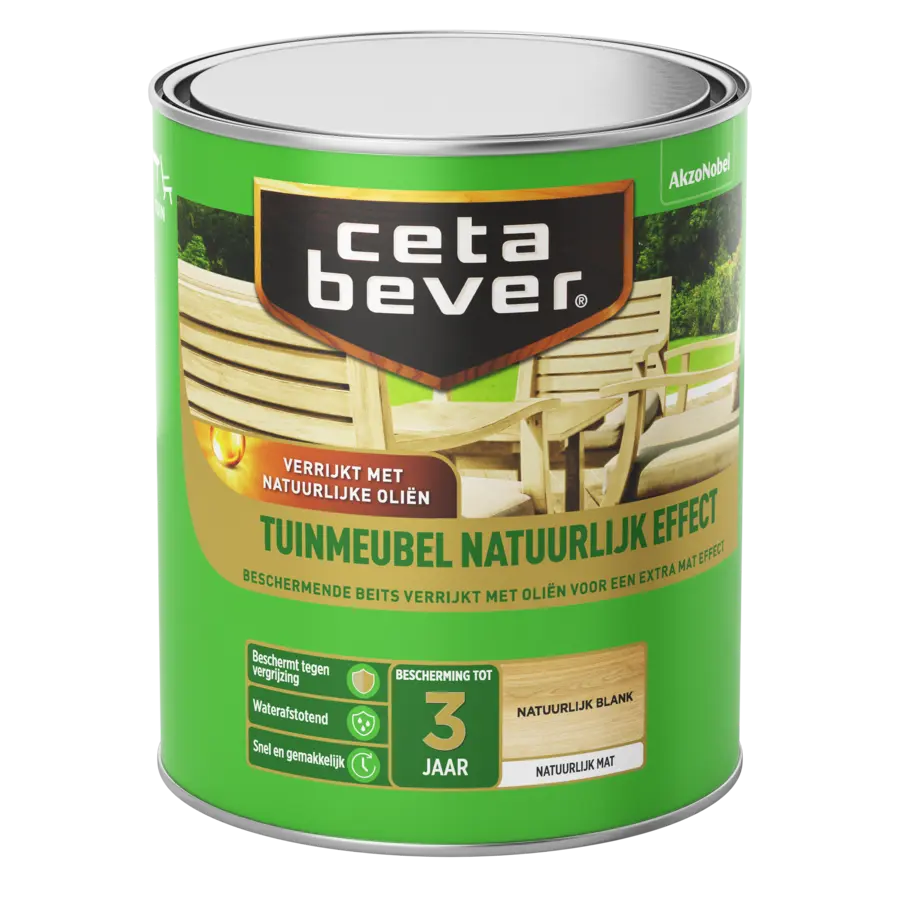 CetaBever tuinmeubelbeits Natuurlijk Effect mat blank 750 ml