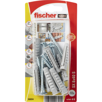 Fischer SX-plug 8x40 mm met schroef 10 stuks