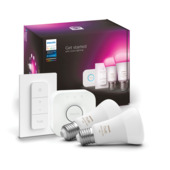 Philips Hue starterkit - wit en gekleurd 11W - 2 lampen met dimmer switch - E27