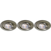 GAMMA LED integrated inbouwspots set van 3x 10W richtbaar staal Ø 85mm