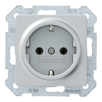 Siemens Delta enkel geaard stopcontact aluminium