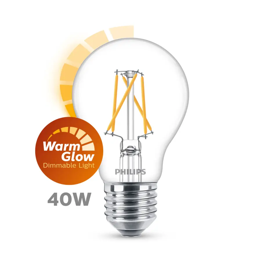 Philips LED peer E27 40W filament helder warmglow dimbaar