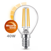 Philips LED kogel E14 40W filament helder warmglow dimbaar