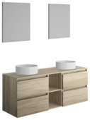 Allibert badmeubelset Gaya 150 cm Eik Hamilton met 2 porceleinen waskommen