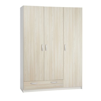 Kim garderobekast 201x146x50cm wit essen