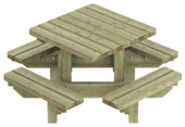 Kinder picknicktafel Julia grenen hout 120 x 120 x 64 cm