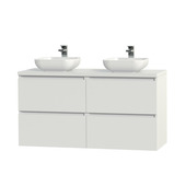 Tiger Karlo Badkamermeubelset 120 cm Hoogglans wit met wit houten wasblad en glanzend witte keramische waskom