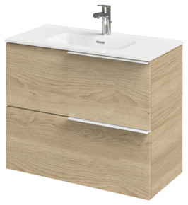 Tiger badmeubelset Pocket 80 cm met 2 lades Naturel Eik