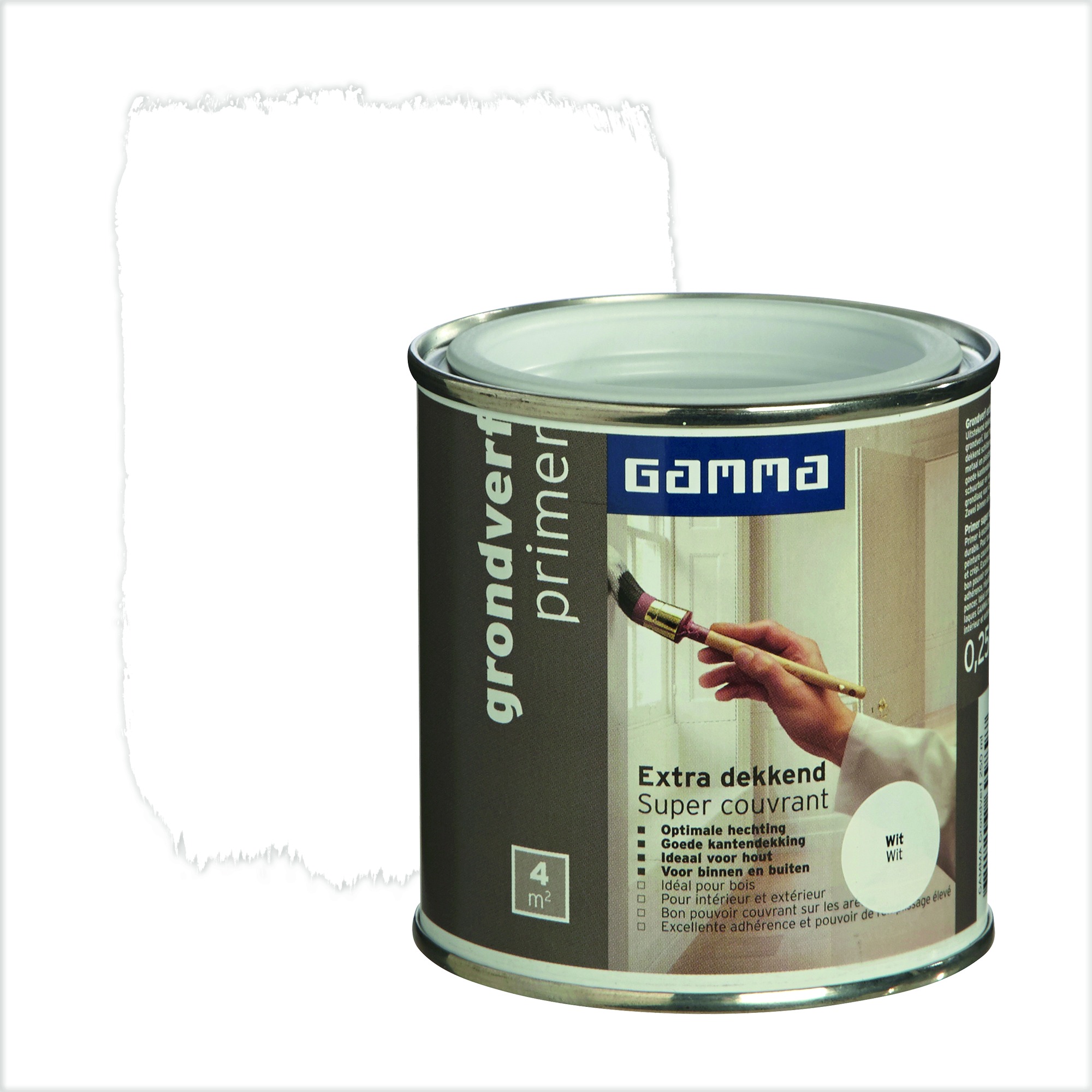 Gamma Extra Dekkend Grondverf Wit 250 Ml gamma kopen in de aanbieding