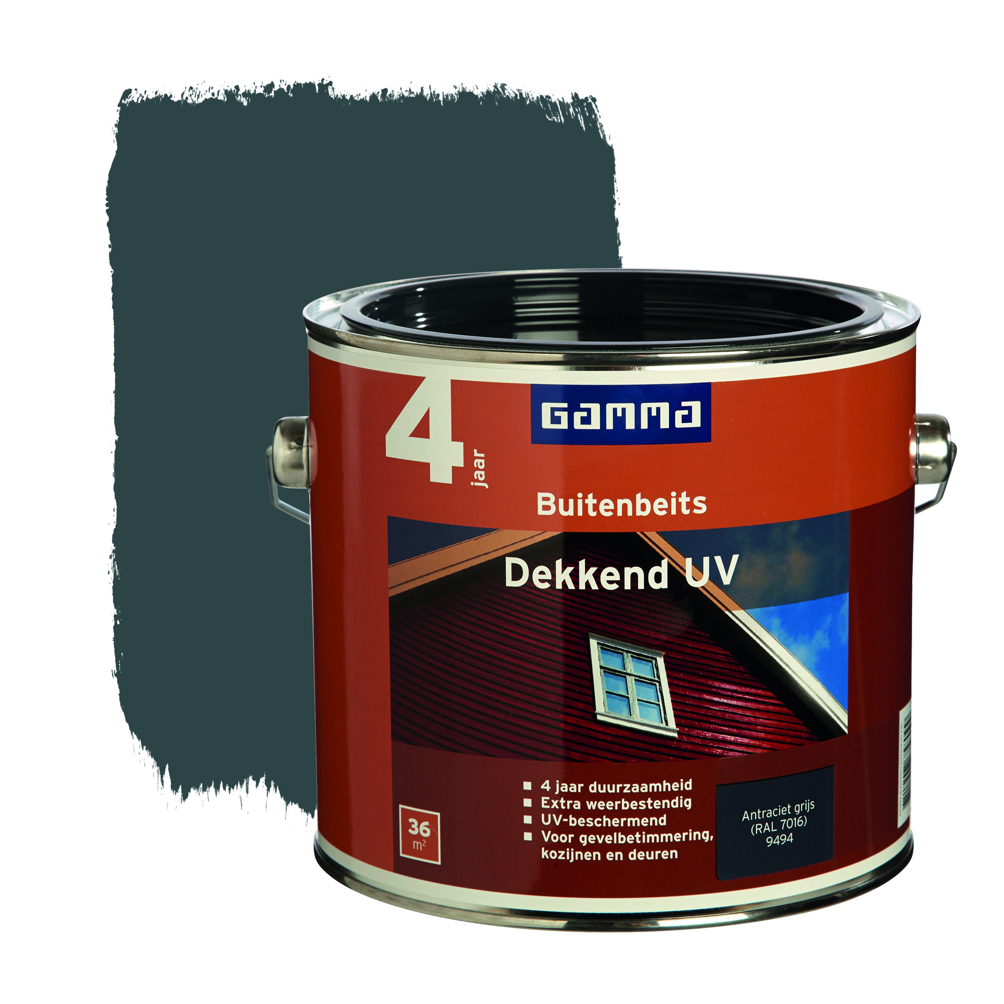 Gamma Buitenbeits Dekkend Uv Antraciet 25 Liter gamma kopen in de aanbieding