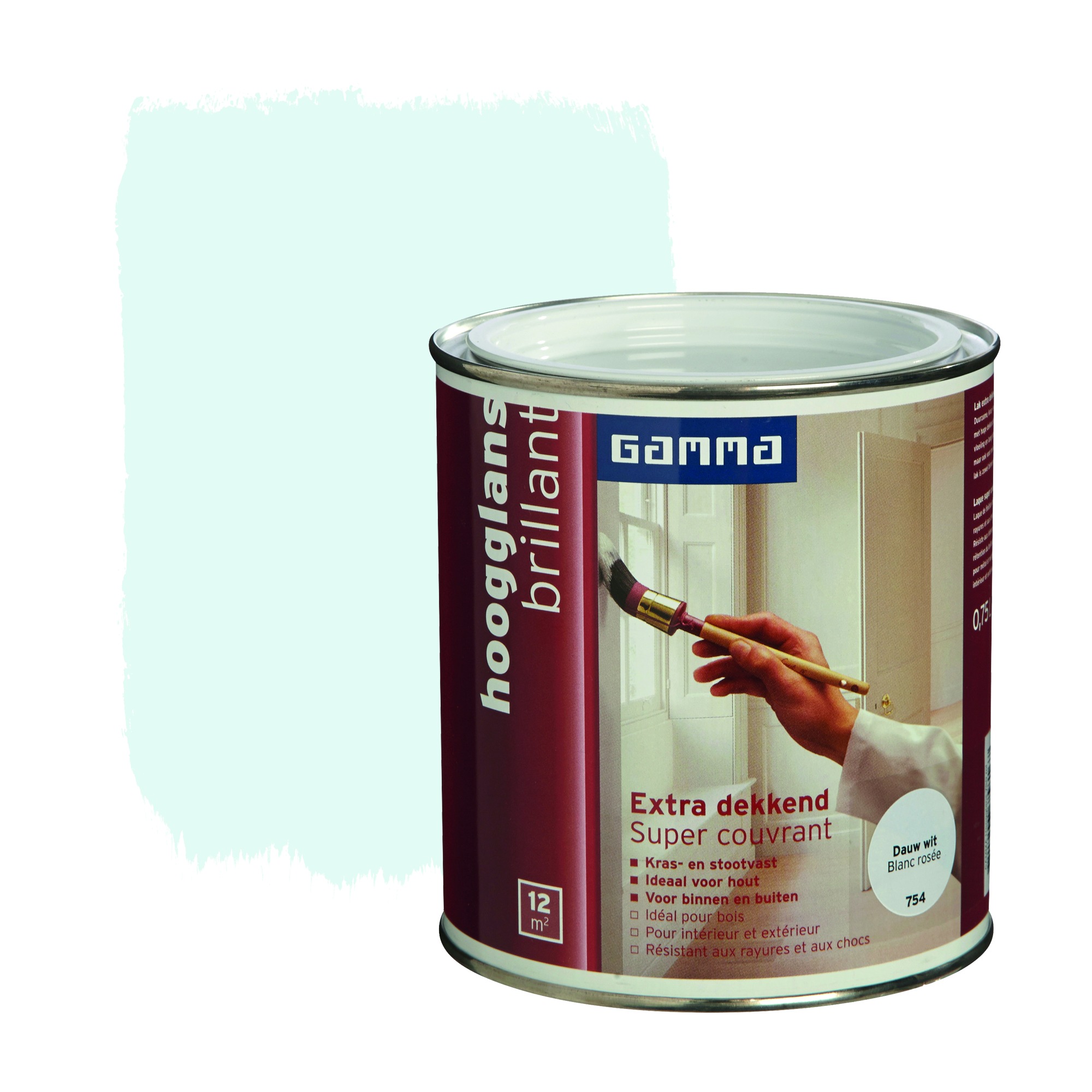 Gamma Extra Dekkend Lak Dauw Wit Hoogglans 750 Ml gamma kopen in de aanbieding