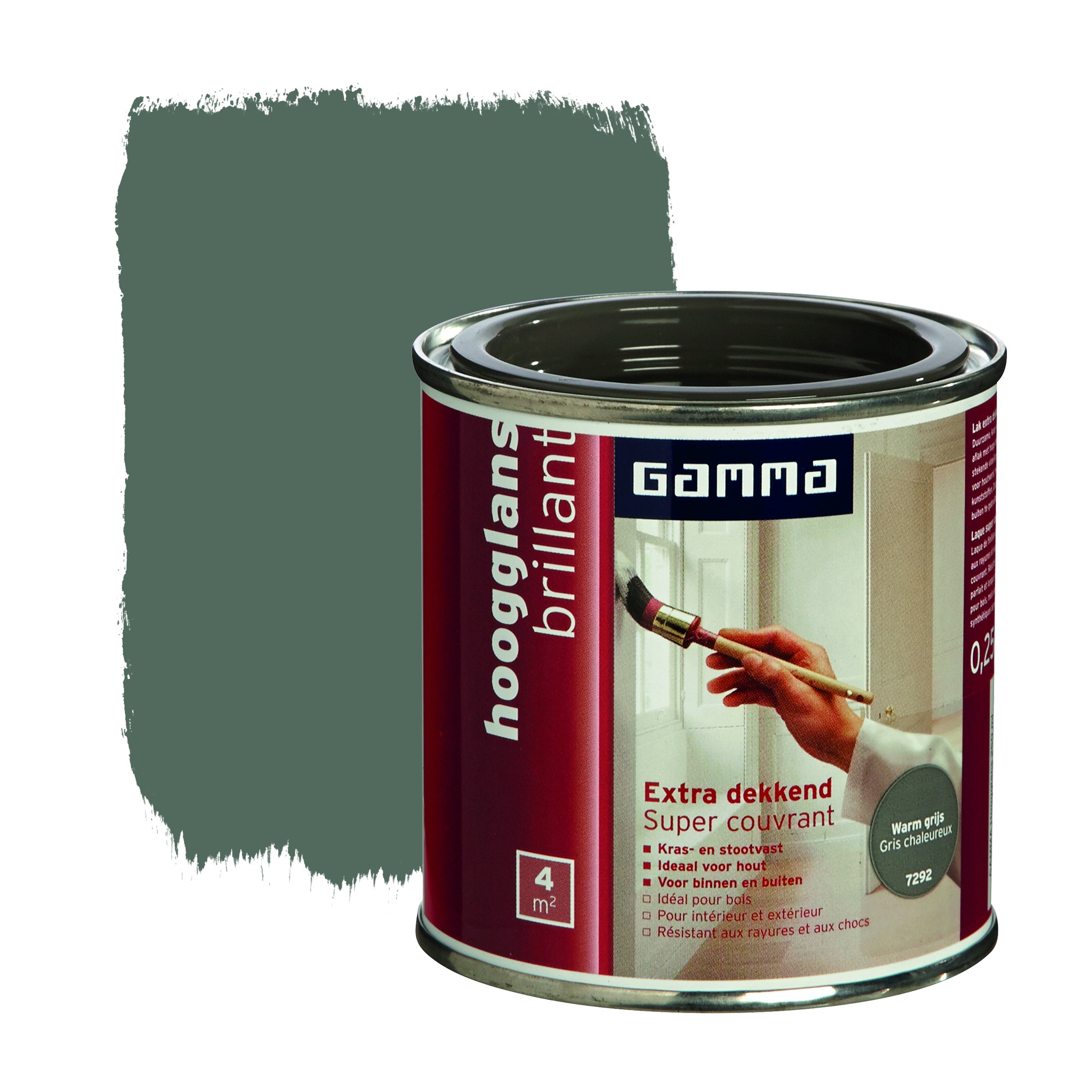 Gamma Extra Dekkend Lak Warm Grijs Hoogglans 250 Ml gamma kopen in de aanbieding