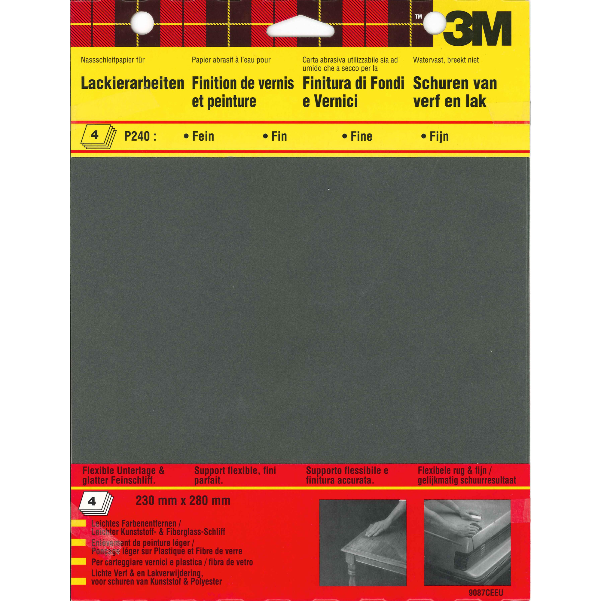 3M Schuurpapier Fijn K240 Zwart 4 Stuks 3m kopen in de aanbieding