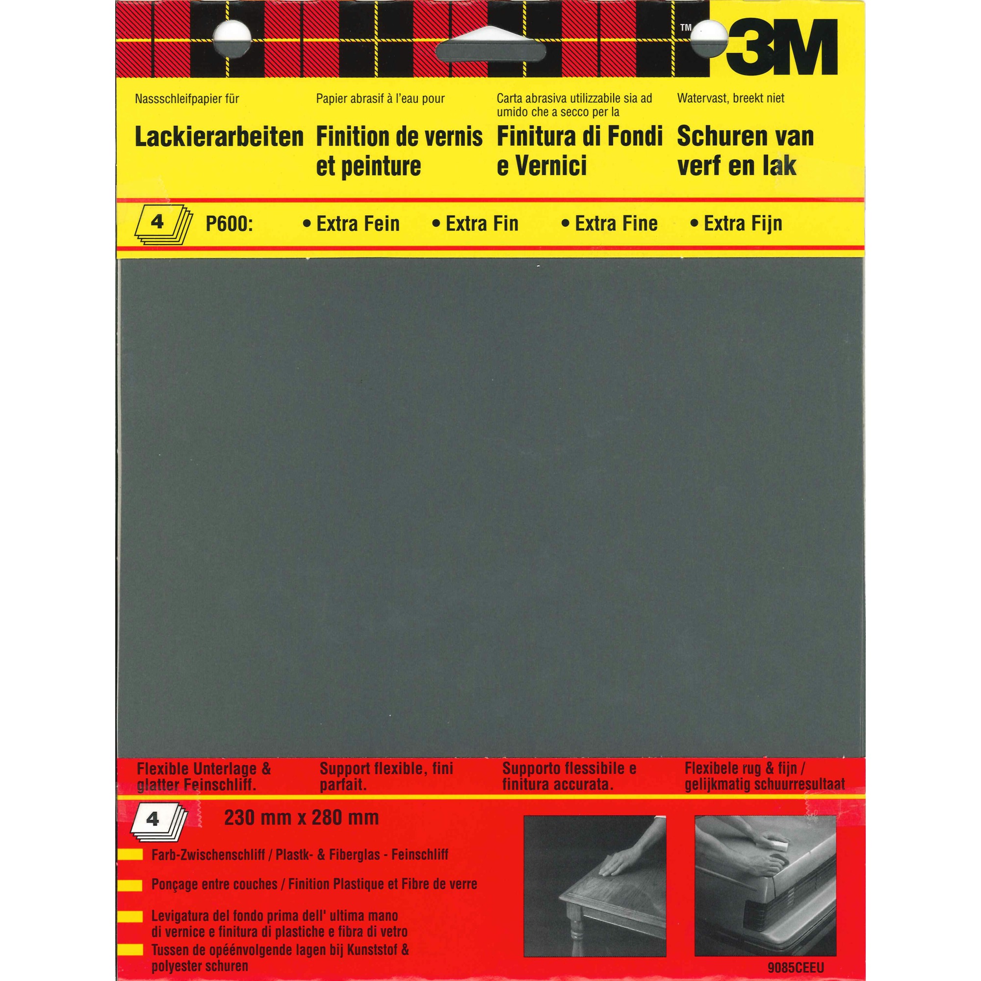 3M Schuurpapier Extra Fijn K600 Zwart 4 Stuks 3m kopen in de aanbieding