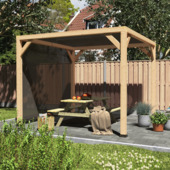 Silvano pergola douglas 324 x 324 cm met schaduwdoek en zijdoek