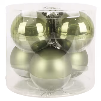 Christmas Goods kerstballen mix glas 6 stuks hulst groen Ø 18 cm