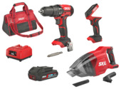 Skil 20V accuboormachine, LED-lamp & handstofzuiger incl. 2.0Ah accu+lader combinatieset