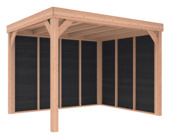 Overkapping Douglas Hout Zwart met Achterwand en Zijwand 270x330 cm
