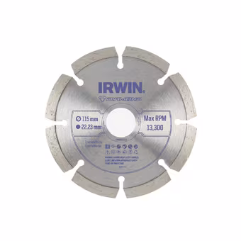 Irwin diamantschijf voor haakse slijper Ø115 mm. Voor steen.