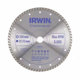 Irwin diamantschijf voor haakse slijper Ø230 mm. Voor kermamiek.