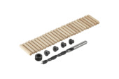 Irwin deuvelset Ø6 mm bestaande uit 24 houten deuvels, 1 houtspiraalboor met dieptestop en centreerpunten.