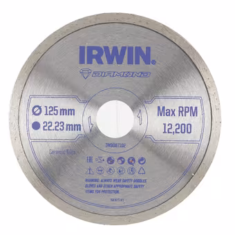 Irwin diamantschijf voor haakse slijper Ø125 mm. Voor kermamiek.