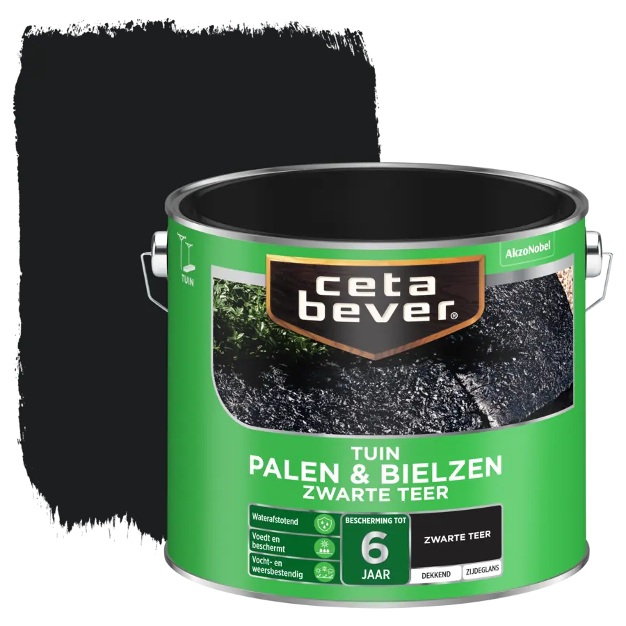 CetaBever zwarte teer Palen & Bielzen zijdeglans dekkend 2,5 liter
