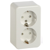 Handson Opbouw Dubbel Geaard Stopcontact Wit