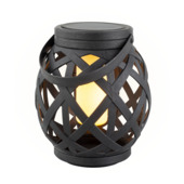Solar LED Lantaarn met vlam-effect 16 cm hoog zwart vlecht
