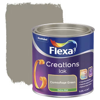Flexa Creations binnenlak extra mat camouflage green 250 ml
