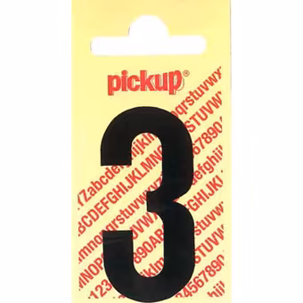 Pickup plakcijfer 3 zwart mat 60 mm