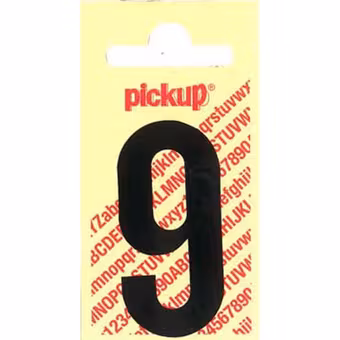 Pickup plakcijfer 9 zwart mat 60 mm