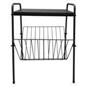 Tijdschriftenrek Rowan metaal hout zwart
