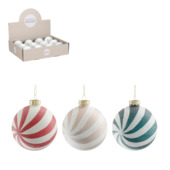 Kerstbal glas gestreept per stuk