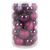 Christmas Goods kerstballen mix kunststof 25 stuks aubergine Ø 16 cm