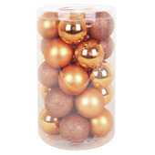 Christmas Goods kerstballen mix kunststof 25 stuks oranje Ø 16 cm