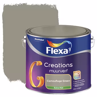 Flexa Creations muurverf camouflage green extra mat 2,5 liter