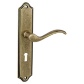 Gamma deurkruk set Athene ovaal schild sleutelgat 56 mm messing antiek