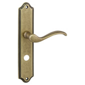 Gamma deurkruk set Athene ovaal schild vrij-bezet sluiting 63/8 mm messing antiek