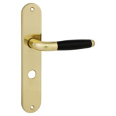 Gamma deurkruk set Donau ovaal schild vrij-bezet sluiting 63/8 mm messing glans