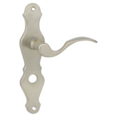 Gamma deurkruk set Lepel ovaal schild vrij-bezet sluiting 63/8 mm RVS look messing