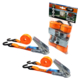 Jumbo spanband oranje set 2 x 3,5m 25mm met ratel en S haken