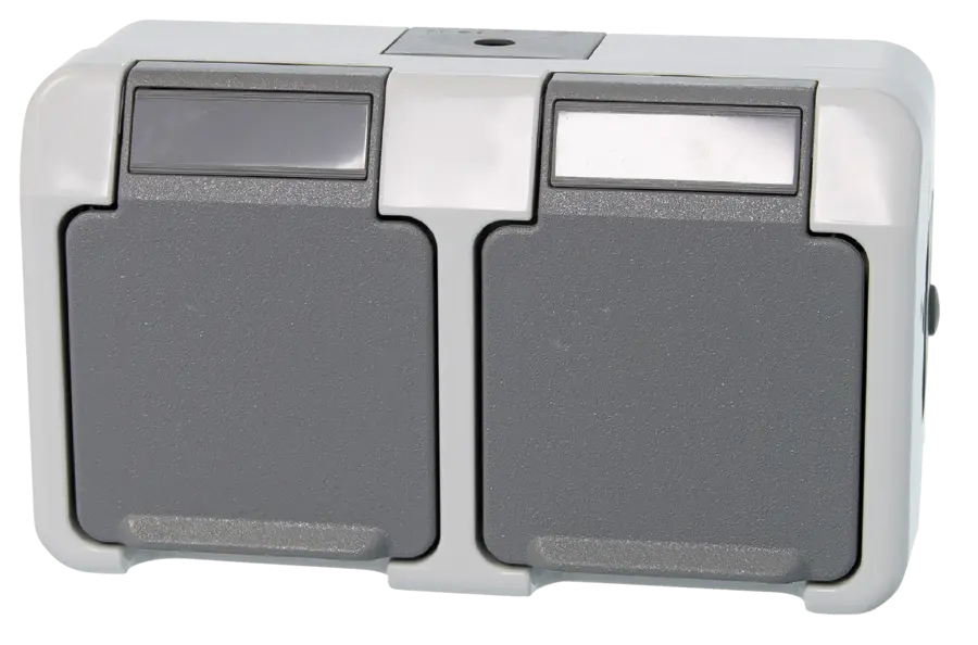 Schneider Electric Aquastar spatwaterdicht geaard stopcontact dubbel horizontaal